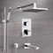 Chrome Thermostatic Tub and Shower System with Rain Shower Head and Hand Shower